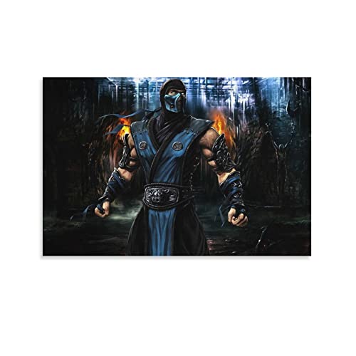 Warrior Sub-Zero(Mortal Kombat) Video Game Man Fist Mortal Kombat Video Game Warriors Poster Canvas Painting Wall Art Poster for Bedroom Living Room Decor 20x30inch(50x75cm) Unframe-Style