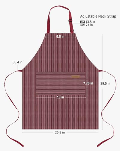 Image of Syntus Apron for Men Women, Adjustable Cooking Kitchen Chef Aprons with 2 Pockets
