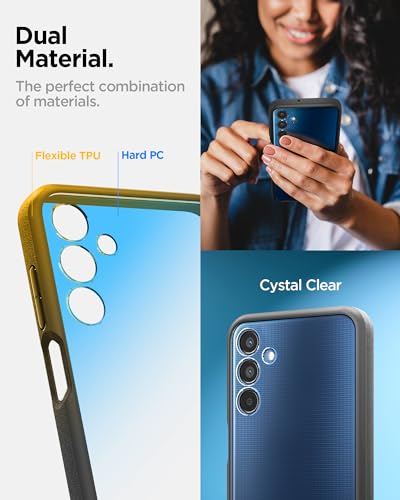 Image of Spigen Essential Sand Crystal | Samsung Galaxy M15 5G /F15 5G Case [Transparent] [Black Bumper] Galaxy M15 5G /F15 5G Back Cover | TPU+PC - Matte Black