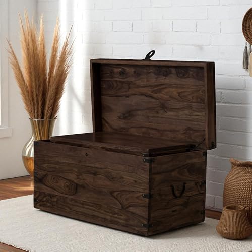 Image of The Attic Georgia Storage Box, Multipurpose Cabinet for Living Room & Bed room Storage, Solid Wood Classy storage, Walnut Matte Finish