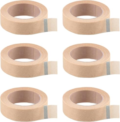 6PCS Rouleaux Ruban de Peau Flexible 1,25 cm x 9 m Ruban Micropore Sparadrap Respirant Peau Bande de Maintien pour Strap Doigt Nez Pansements Cils Sport