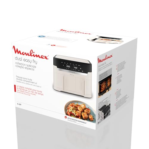 Moulinex Easy fry Collection Ivoire, 8L, Jusqu'à 8 personnes, 6 Programmes intuitifs, Air Fryer, Repas complet, synchronisation, Économie d'énergie, Application dédiée, EZ901AF0