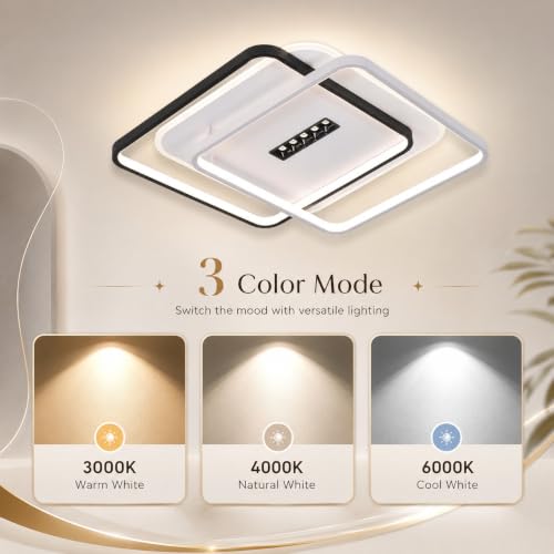 Image of Smartway Pietro Square 130W Modern LED Chandelier | 50 CM Ceiling Light Chandelier| 3 Color Modes | Luxury Square Chandelier for Living Room, Dining, Bedroom, Hall, Kitchen & Office