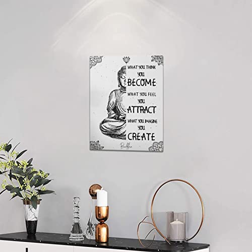 Zen Bathroom Wall Art Buddha Meditation Pictures Wall Decor Zen Inspirational Spiritual Quotes Canvas Print Painting Framed Home Decorations Artwork For Office Bathroom Bedroom Yoga Room 12"X16" #TOP2