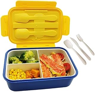 Bento Box, CEILIWEN Lunch Box for Adults & Kids, 1400ML Bento Lunch Box with 3 Compartment and Cutlery, Lunch Container Sandwich Boxes for Adults