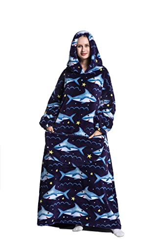 Lengthen Hoodie Blanket,Oversized Ultra Soft Warm Wearable Hooded Blanket Sweatshirt,One Size Fits All Adults Men Women