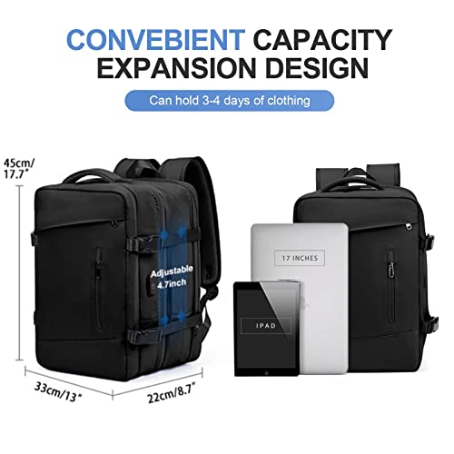 Large Travel Backpack For Men,Carry On Backpack,Expandable Airline Airplane Approved Weekender Backpack,Hiking Backpack,Laptop Backpack With Usb Charging Port,Waterproof 40L Travel Backpack Black #TOP1