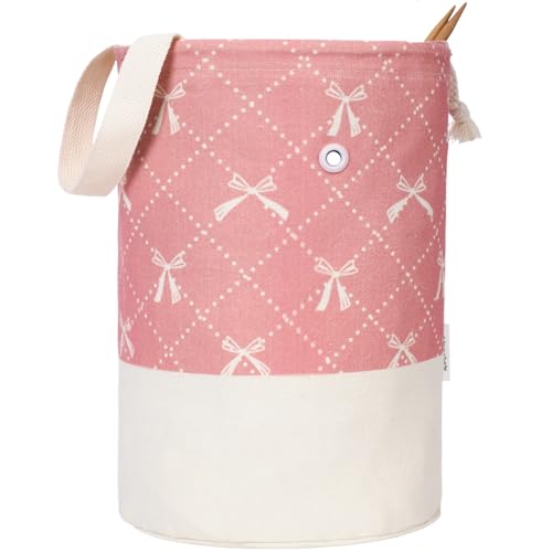 TOGETRUE Bolsa de fios, bolsa de crochê de tricô, bolsa organizadora portátil de armazenamento de fios para projeto de crochê, bola de novelo de loja, agulha de tricô curta (médio, laço)