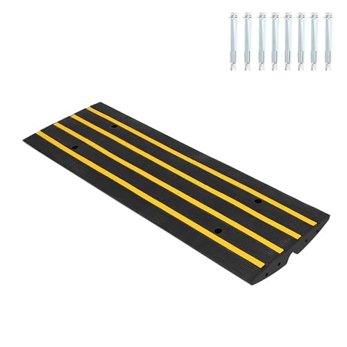 Rubber Gutter Slope Ramp for Driveway - 2 Pack 3 Inch Height, Ideal for Cars, Trailers, RVs, and Wheelchairs, 48 Inch Length, Versatile for Sidewalks.