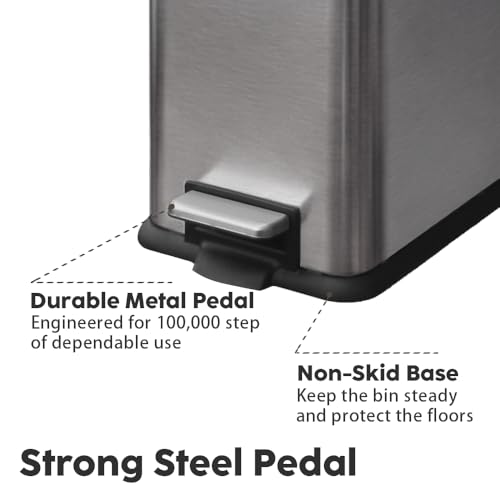 Cubo de basura de acero inoxidable rectangular de 5l acabado gris de alta gama 5