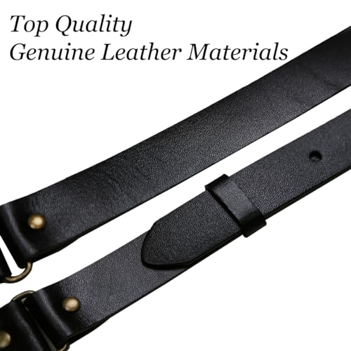 Image of Leather Suspenders for Men Heavy Duty Western Gallus Vintage with Hooks