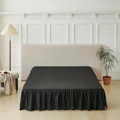 Bed Skirt Full Size Ruffled Bed Skirt with Split Corners, Black Full Bed Skirts 18 Inch Drop with Platform, 18'' Full
