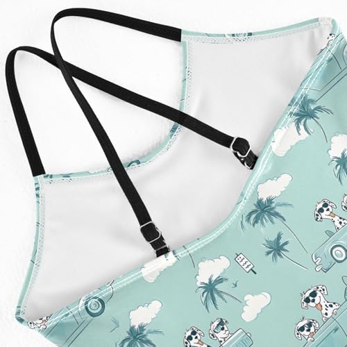 Girl's One Piece Swimsuit Palm Dog Cloud Car Beach Bathing Swimwear4