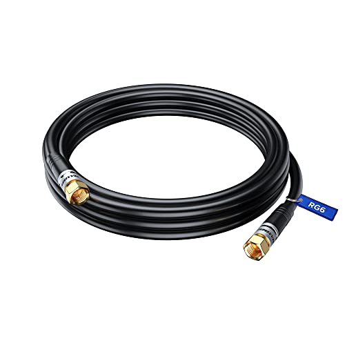 Câble coaxial RG6 noir de 3 m avec connecteur de type F et triple blindage pour TV