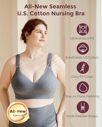 Image of Momcozy Busty U.S. Cotton Nursing Bras for Breastfeeding Maternity Bra