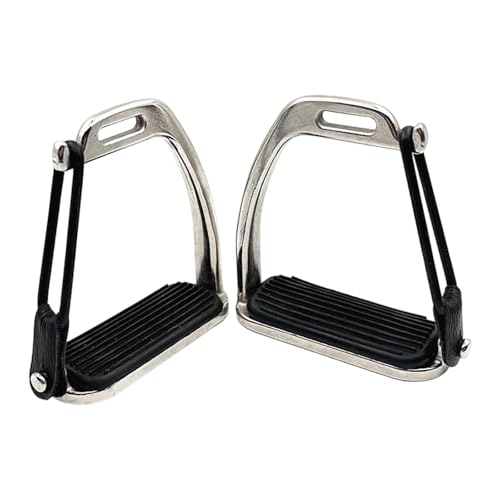 Étriers d'équitation Sharplace avec repose-pieds caoutchouc noir lot de 2