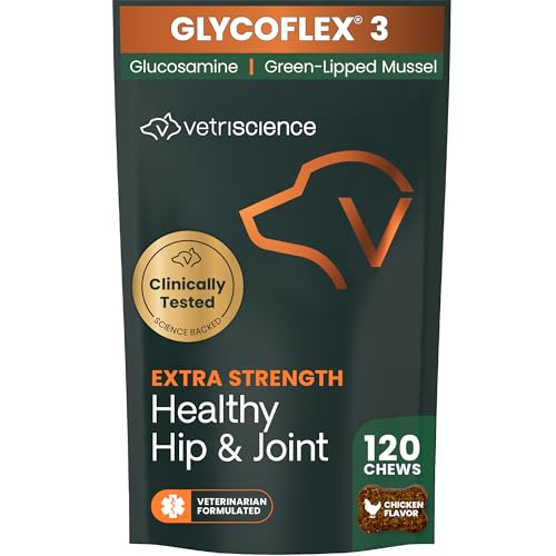 VETRISCIENCE Glycoflex 3 Hip And Joint Support For Dogs, 120 Bite Sized Chews, 30.69