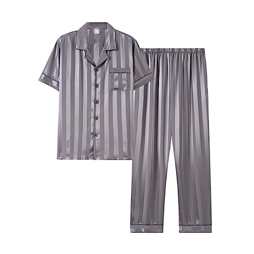 Men's Ice Silk Short-sleeved Thin Faux Silk Pyjamas Loungewear Set