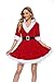 Produktbild PDYLZWZY Damen Weihnachtskostüm Mrs. Santa Claus Kostüm Weihnachtskleid mit Kapuze, Gürtel und Petticoat Christmas Party Weihnachtsfeier Cosplay Hoodie V-Auschnitt Dress Xmas Outfit (rot, 2XL)