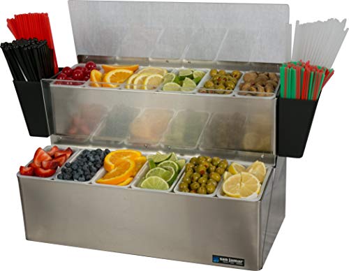 San Jamar B6766L Ez-Chill Stainless Steel Ultimate Garnish Center, 20-7/8" Width X 12-3/4" Height X 12" Depth #TOP4