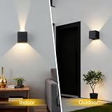 ERWEY 2 szt. Kinkiet LED Czarny 12W, Regulowany Kąt Świecenia, Lampa Ścienna Góra-Dół IP54, Ciepła Biel 3000K, Wodoodporna Lampa Elewacyjna do Wnętrz i Na Zewnątrz