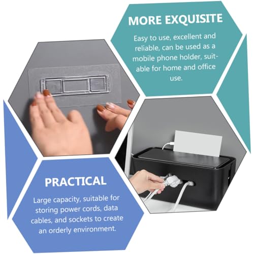Caja organizadora para cables Veemoon para escritorio, contenedor desmontable para almacenamiento de cables eléctricos, caja ordenadora con tiras adhesivas miniatura 4