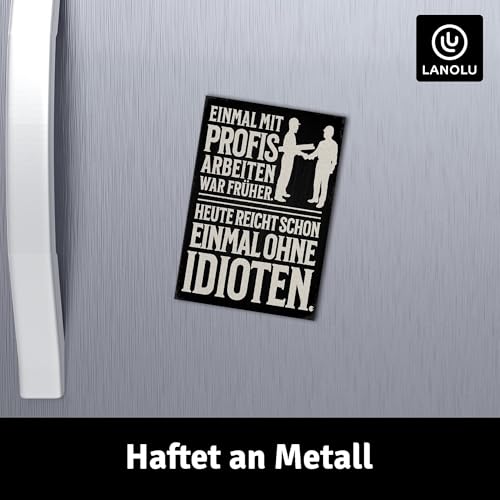 LANOLU Fridge Magnets Funny - Work with Professionals - Gift for Craftsmen Funny Magnets with Sayings and Funny Motifs 8 x 5.5 cm - Image 3