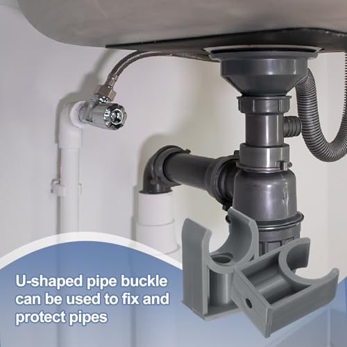 uxcell 10 Pcs PVC Water Pipe Clamps Clips, 63mm ID U-Shaped Water Pipe Buckles Pipe Tubing Clamps Pipe Support Holder for 2\" Water Pipe Tubing Hose TV Trays Hanger Support Tubing, Grey