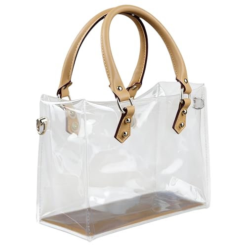 Sac fourre-tout en PVC transparent grand format avec poignée en cuir synthétique