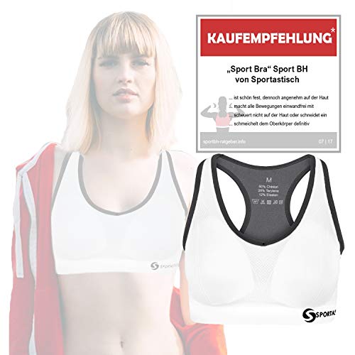Sportastisch Damen Sport BH Sporty Bra, Klassischer & Gepolsterter Racerback Sportbh für starken Halt & Bewegungsfreiheit, bis zu 3 Jahren Garantie & Kaufempfehlung* (weiß, S)
