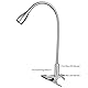Meanyee 3W berührungsempfindlich stufenlos dimmbare flexible Schwanenhals Clip auf Schreibtisch Leselampe Clamp Nachttischlampe Bücherlicht mit Dim Blue LED-Anzeige einstellbar (Warmweiß 3000k-3200K)