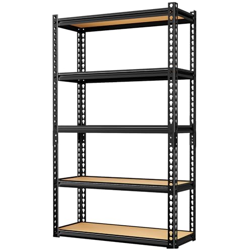 Image of LEVELEVE 5-Tier Storage Shelving Unit, Metal, for Garage, Kitchen, Laundry Room, Adjustable, 30 inch L x 12 inch W x 60 inch H, Rectangular, 1 Pack
