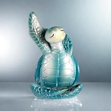 Sea Turtle Meditation Yoga Decor, Resin Turtle Figurines Spiritual Turtle Statue, Meditating Yoga Statues Coastal Beach, Decor for Summer Spring Garden Bathroom Home Office, Blue