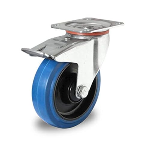 Rollensatz 2 Lenkrollen mit Feststeller + 2 Bockrollen 200 mm Elastik Blue Wheels