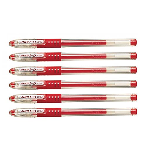 Stylos gel rouge Pilot G1 Grip à pointe fine en lot de 6 pièces