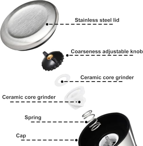 Image of ELEGAR Big Pepper Grinder or Salt Grinder, Best Spice Mill with Ceramic Blades, Adjustable Coarseness Professional Grade Heavy Duty High Output Pepper Mill (mini paperr Mill)