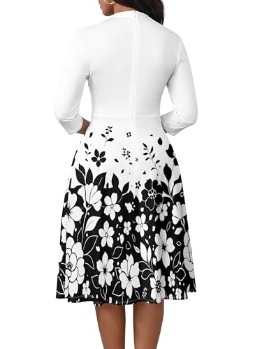 Image of PinkPatty Women's Casual A-line Midi Dresses 3 /4 Sleeve V Neck Fit and Flare Dress with Pockets