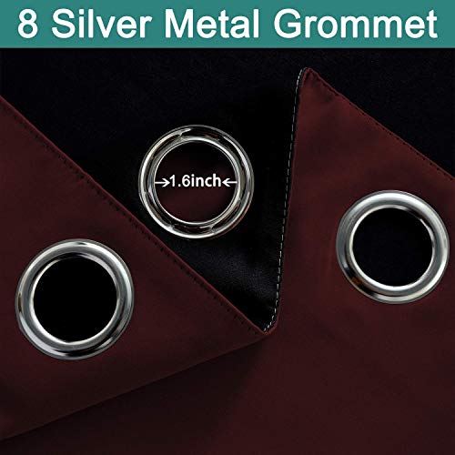 Image of Yakamok Completely Blackout Curtains 2 Thick Layers Thermal Insulated Drapes for Bedroom, Room Darkening Panels for Living Room(52Wx96L, Burgundy Red, 2 Panels)