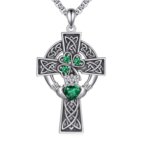 Collier croix celtique Claddagh argent YAFEINI : cadeau de Noël chrétien idéal