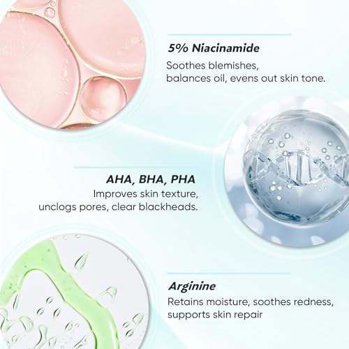 Vacure:treat Hydrating Toner for Face with Niacinamide, AHA BHA PHA, Arginine, Centella, Green Tea, Refines Pore Appearance, Balances Skin, All Skin Types, 4.9 Fl. Oz (145ml), 1 Count