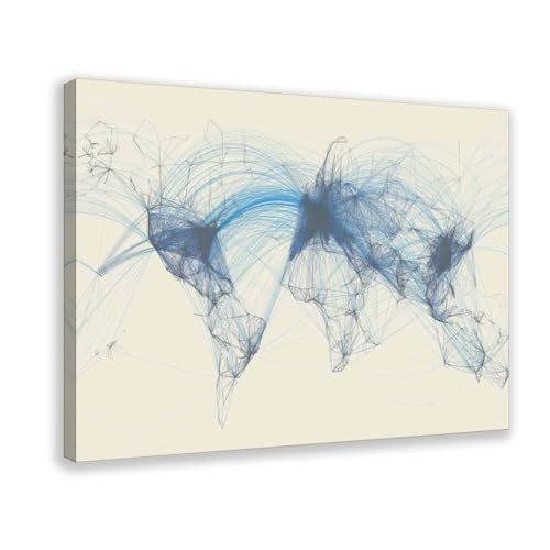 Carte du monde itinéraire d'évasion : décoration murale salon pour rêver de voyages