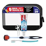 Trektote 5-Piece Travel Size Toothbrush and Toothpaste Set - TSA Approved Toothbrush Travel Kit - Includes Crest Toothpaste - Tongue Cleaner -...