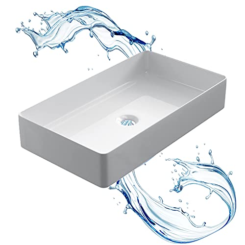 Starbath Plus - Lavabo en céramique blanche - Forme rectangulaire - Dimensions 60 x 34 x 12 cm - Idéal pour les plans de travail des salles de bains et les meubles de toilette