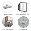 unipaws-Furniture-Style-Dog-Crate-End-Table-with-Cushion-Wooden-Wire-Pet-Kennels-with-Double-Doors-Medium-and-Large-Dog-House-Indoor-Use Wooden Wire Pet Kennels with Double Doors
