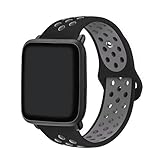 LitoDream Compatible Amazfit Bip Band/Amazfit GTS Bands, 20mm Silicone Soft Band Wristband Replacement Straps for Xiaomi Huami Amazfit Bip/GTS Younth SmartWatch (Black/Gray, M/L)