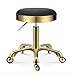 CSQ- Taburete De Bar Redondo Ajustable, Marco Dorado con Ruedas, Elevador De Silla, Peluquería, Salón De Belleza, Tocador, Taburete para Tocador(Color:UNA,Size:33 * 44-55CM)