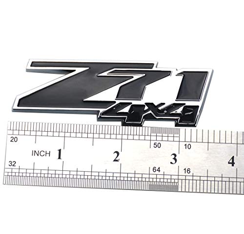 Image of Aimoll 2pcs Z71 4x4 Emblems Badges, 3D ABS Decal Emblems Replacement for Chevy GMC Silverado (Chrome Black)