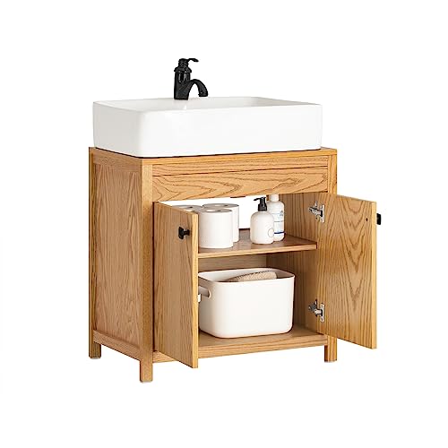 SoBuy BZR98-N Waschbeckenunterschrank Badezimmer Schrank Unterschrank Waschtisch Badezimmerschrank Badezimmermöbel Natur BHT ca. 60x60x35cm