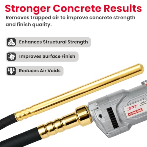 Image of JPT Ultra Heavy Duty 1500W Concrete Vibrator Machine | 4200 RPM High Speed | Copper Motor | 35MM Needle for RCC Slab & Column | 1.5Mtr Needle Included