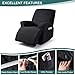 Ruaozz Recliner Sofa Covers Recliner Chair Covers Recliner Covers for Reclining Chair with Pockets Washable Furniture Protector with Elastic Bottom (1 Seater, Black)